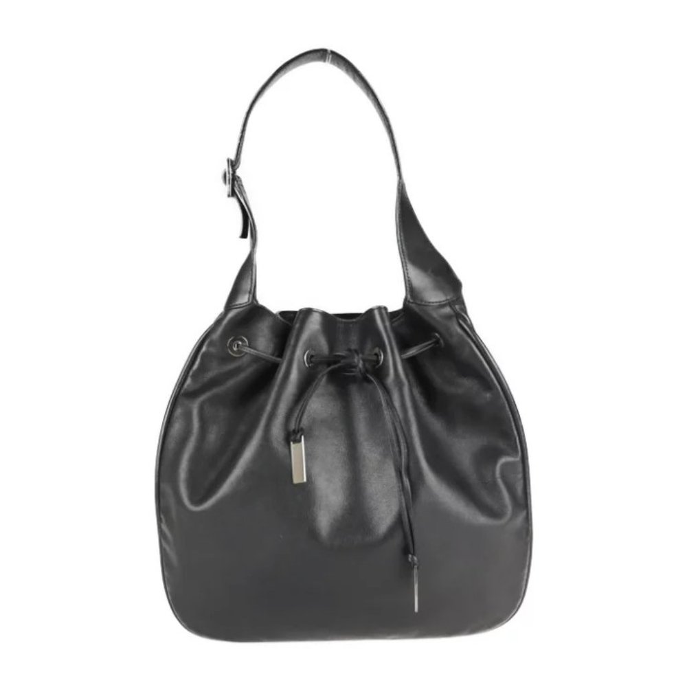 Gucci Vintage - Leather Drawstring Shoulder Bag - Black - Leather Handbag